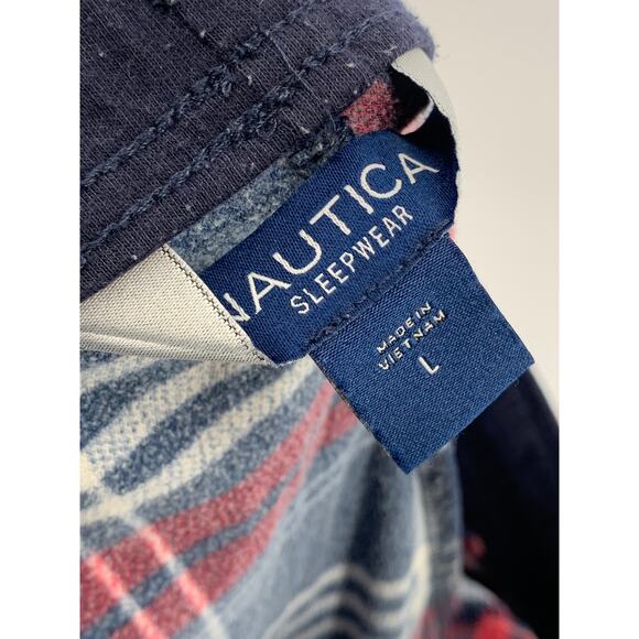 NAUTICA Men's Navy-Red Plaid Flannel Pull-On Classic-Fit Pajama Pants SZ L - Picture 9 of 9